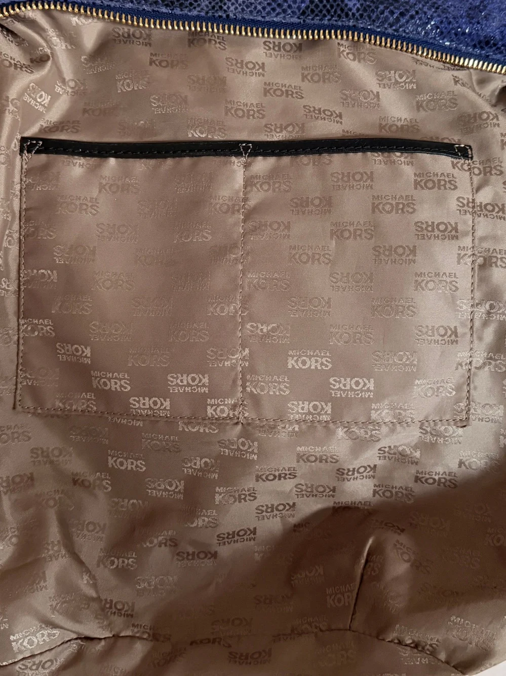 Michael Kors Cobalt/Navy Snakeskin-Textured Hobo Bag